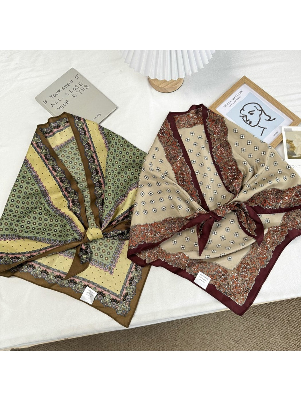 Scarvii - Paisley Border Print Triangle Scarf