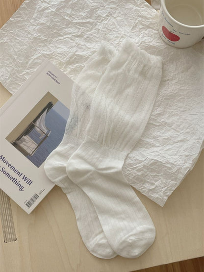 Rufia - Layered Lace Ribbed Crew Socks product image 4
