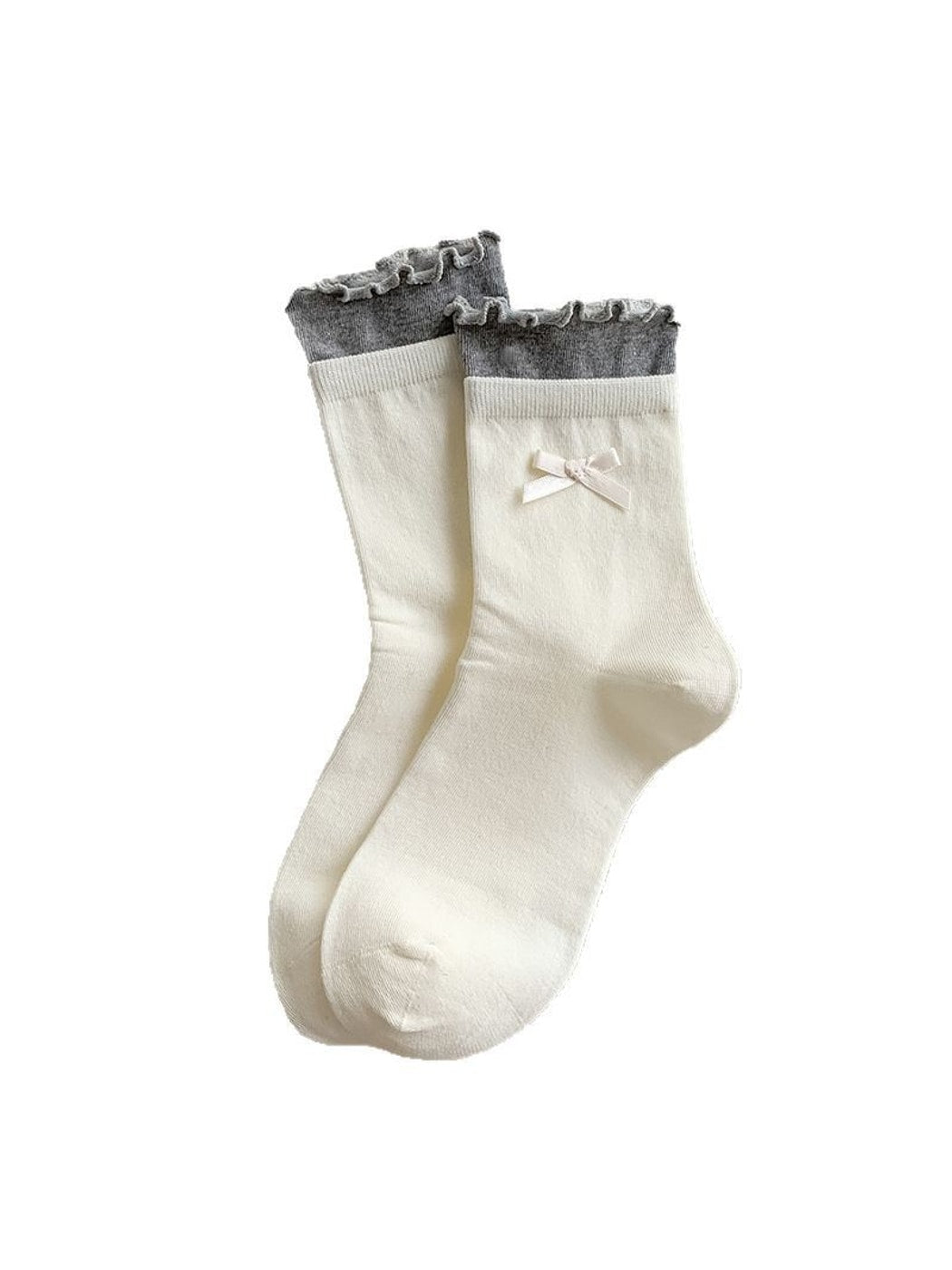 Rufia - Bow Detail Ruffle Trim Crew Socks