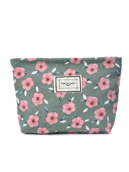 Cosbai - Corduroy Floral Cosmetic & Storage Bag