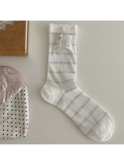 Rufia - Lace Bow Detail Women's Crew Socks for Women