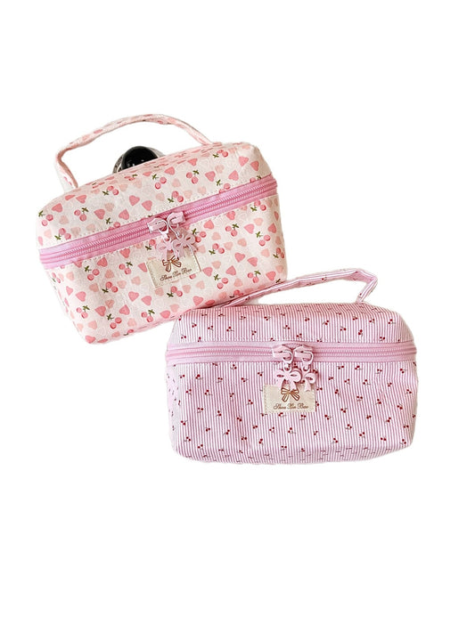 Cosbai - Sweet Pink Floral Printed Cosmetic Organizer Bag