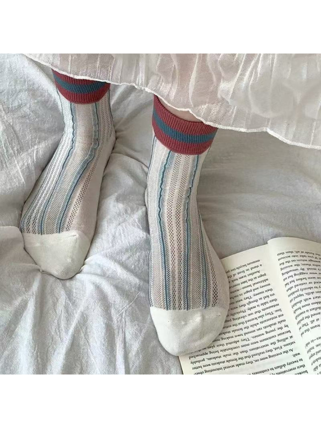 Rufia - Lightweight Ribbed Colorblock Crew Socks product image 2