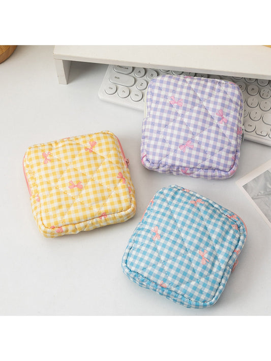 Cosbai - Bow and Heart Pattern Quilted Pouch