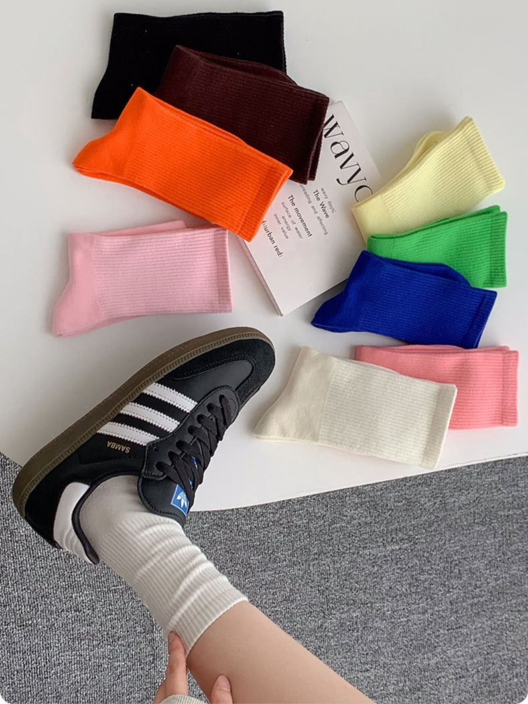Rufia - Candy Colorful Solid Mid-Calf Socks