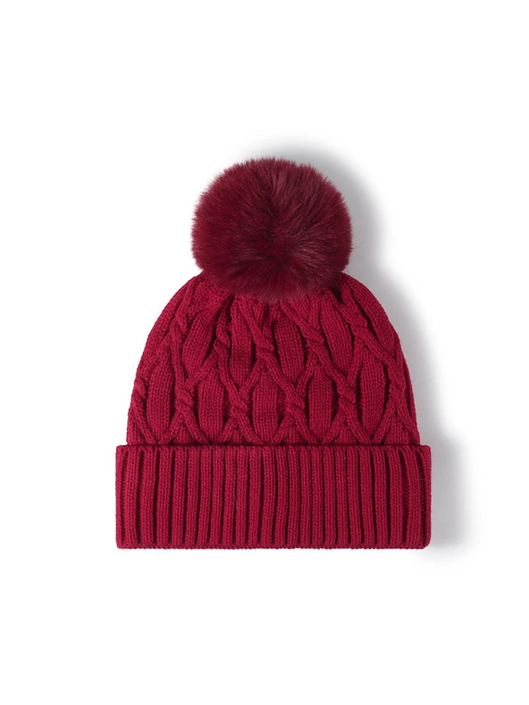 Haila - Cable Knit Pom-Pom Cuffed Beanie