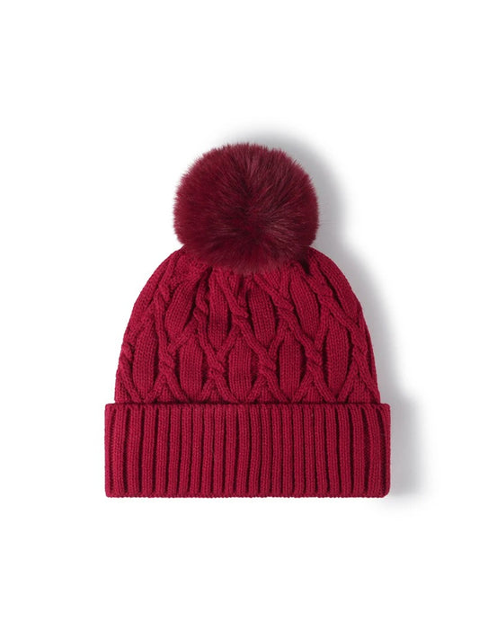Haila - Cable Knit Pom-Pom Cuffed Beanie
