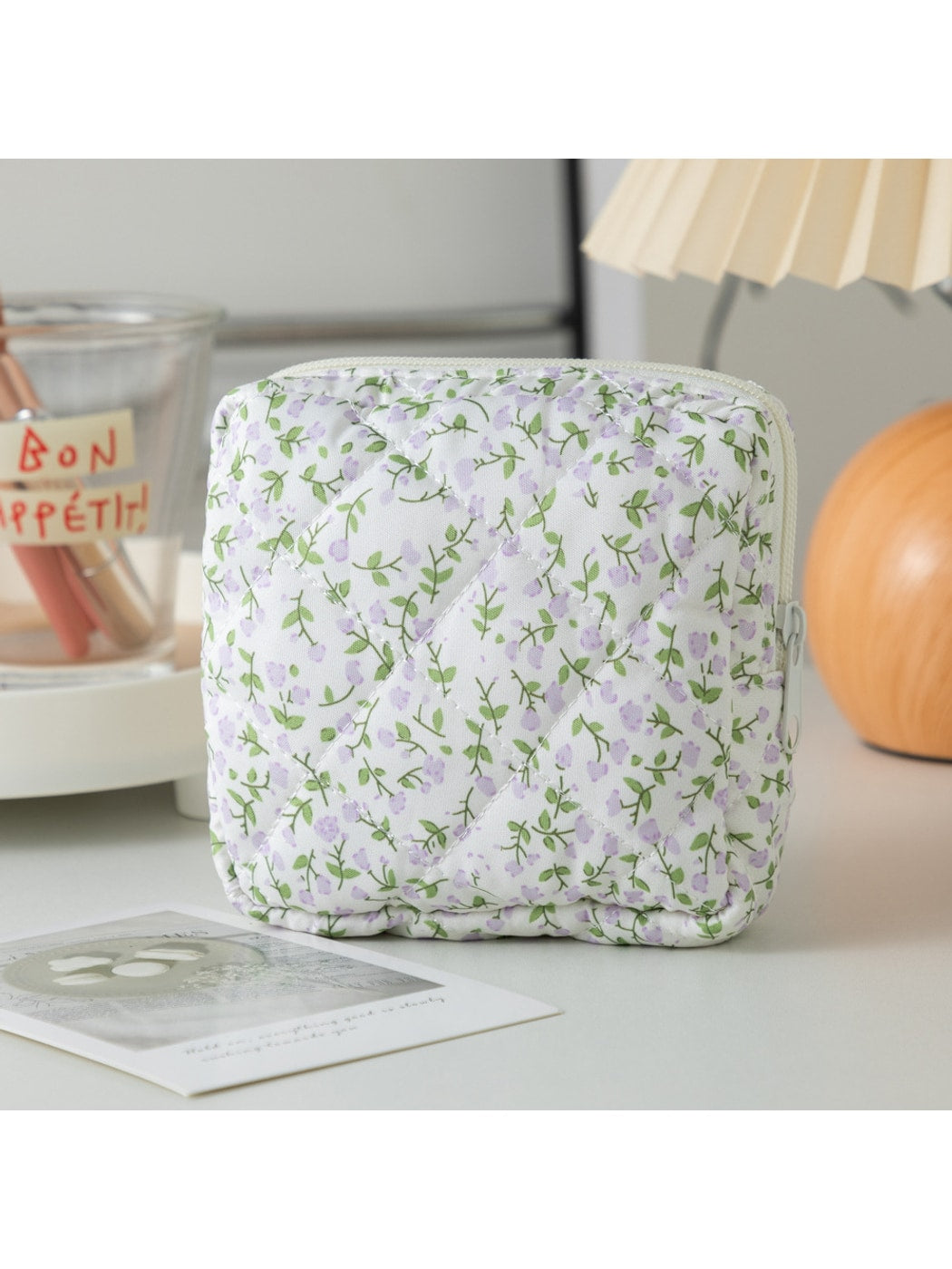 Cosbai - Cartoon and Floral Print Quilted Storage Bag