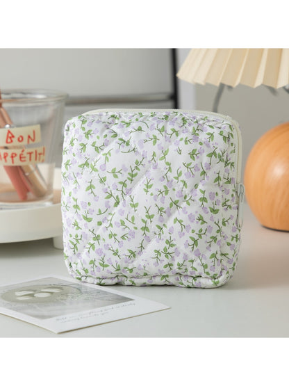 Cosbai - Cartoon and Floral Print Quilted Storage Bag