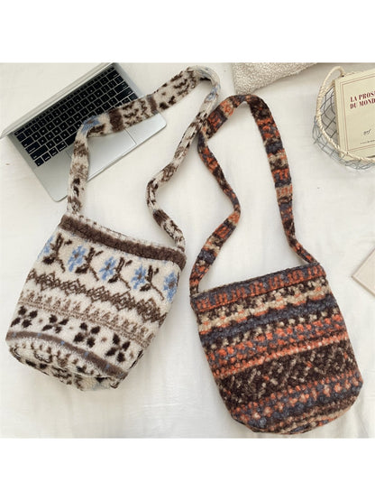 Cosbai - Patterned Soft Knit Shoulder Bag