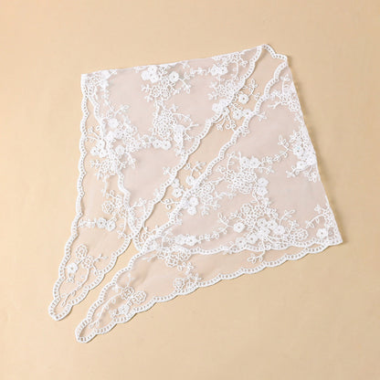 Close-up of Haila floral lace veil head scarf highlighting delicate lace details