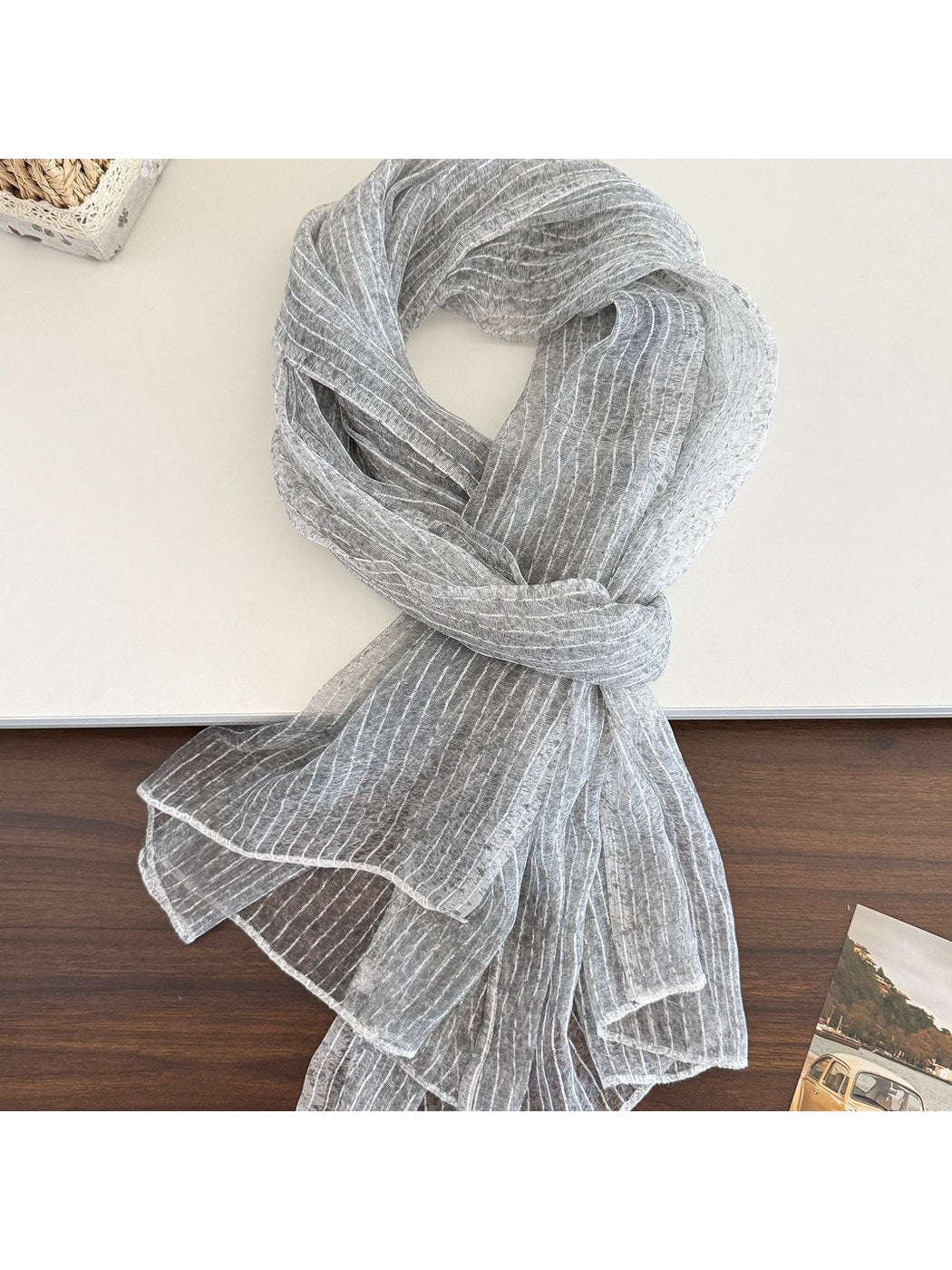 Scarvii - Lightweight Pinstripe Gauze Scarf