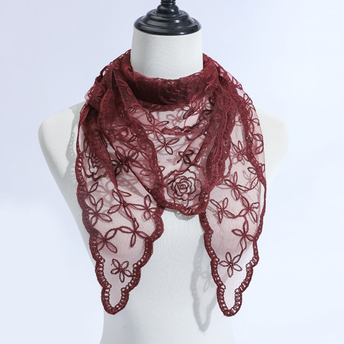 Back view of model with Haila veil scarf covering hair and shoulders