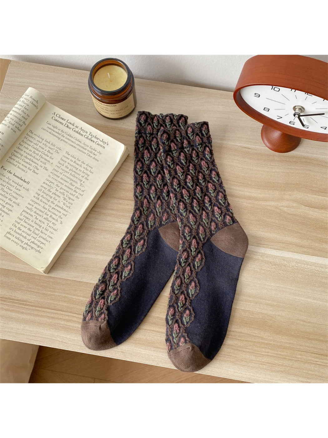 Rufia - Vintage Diamond Jacquard Crew Socks