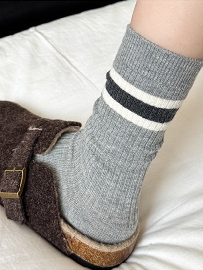 Rufia - Warm Breathable Mid-Calf Striped Socks