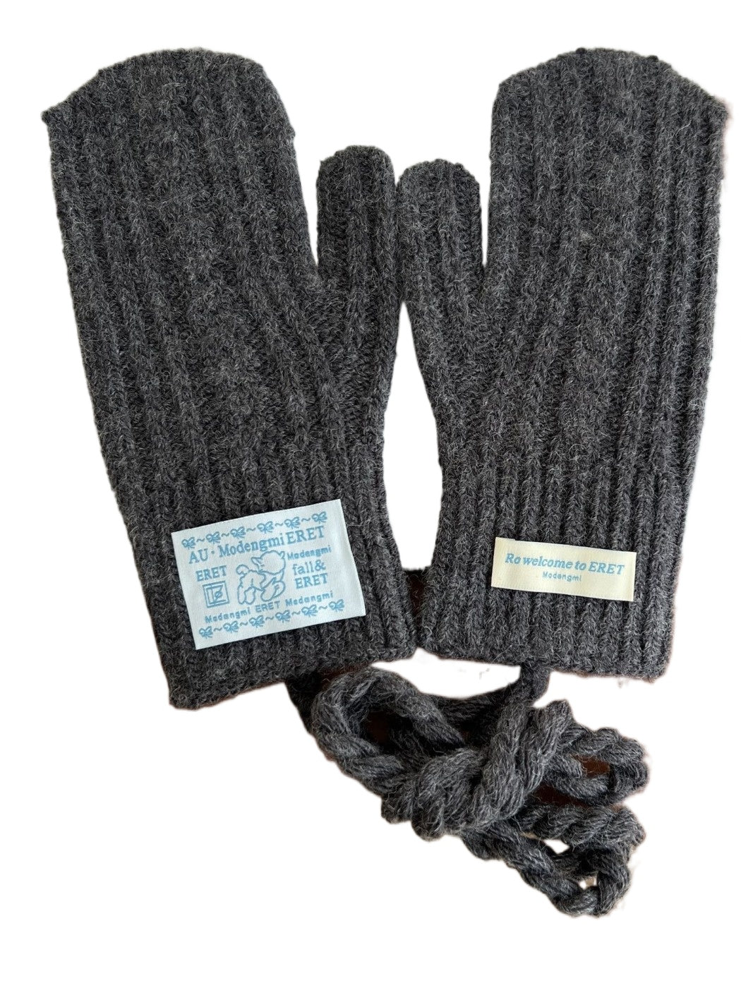 Gloving - Full-Cover Knitted Gloves With Lanyard