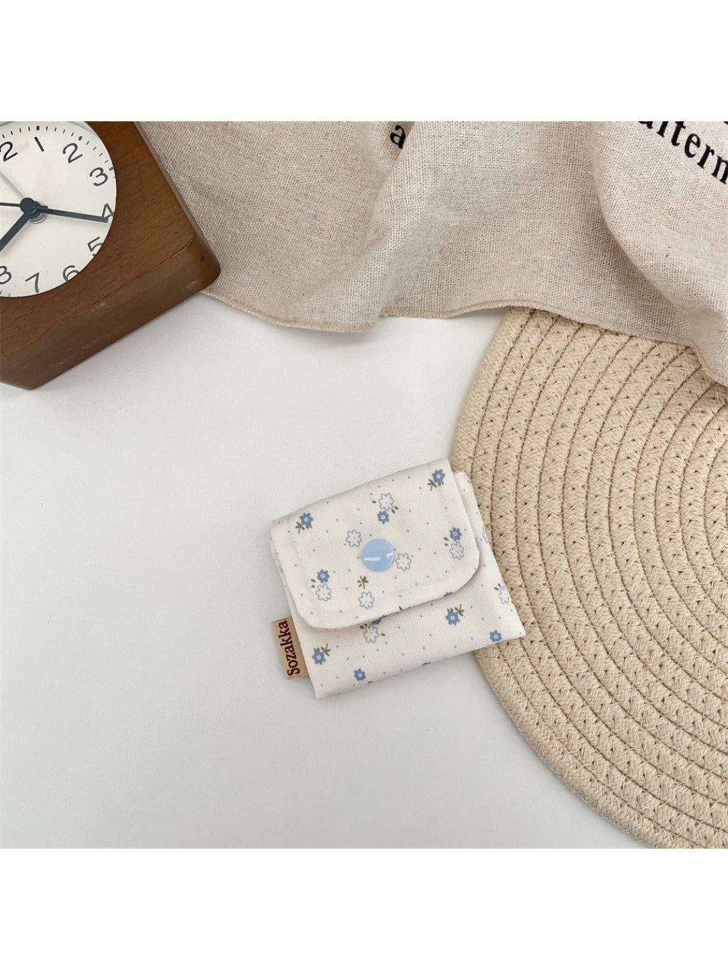 Cosbai Floral Print Coin Pouch photographed on neutral background