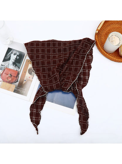 Scarvii - Retro Check Pattern Fashion Triangle Bandana