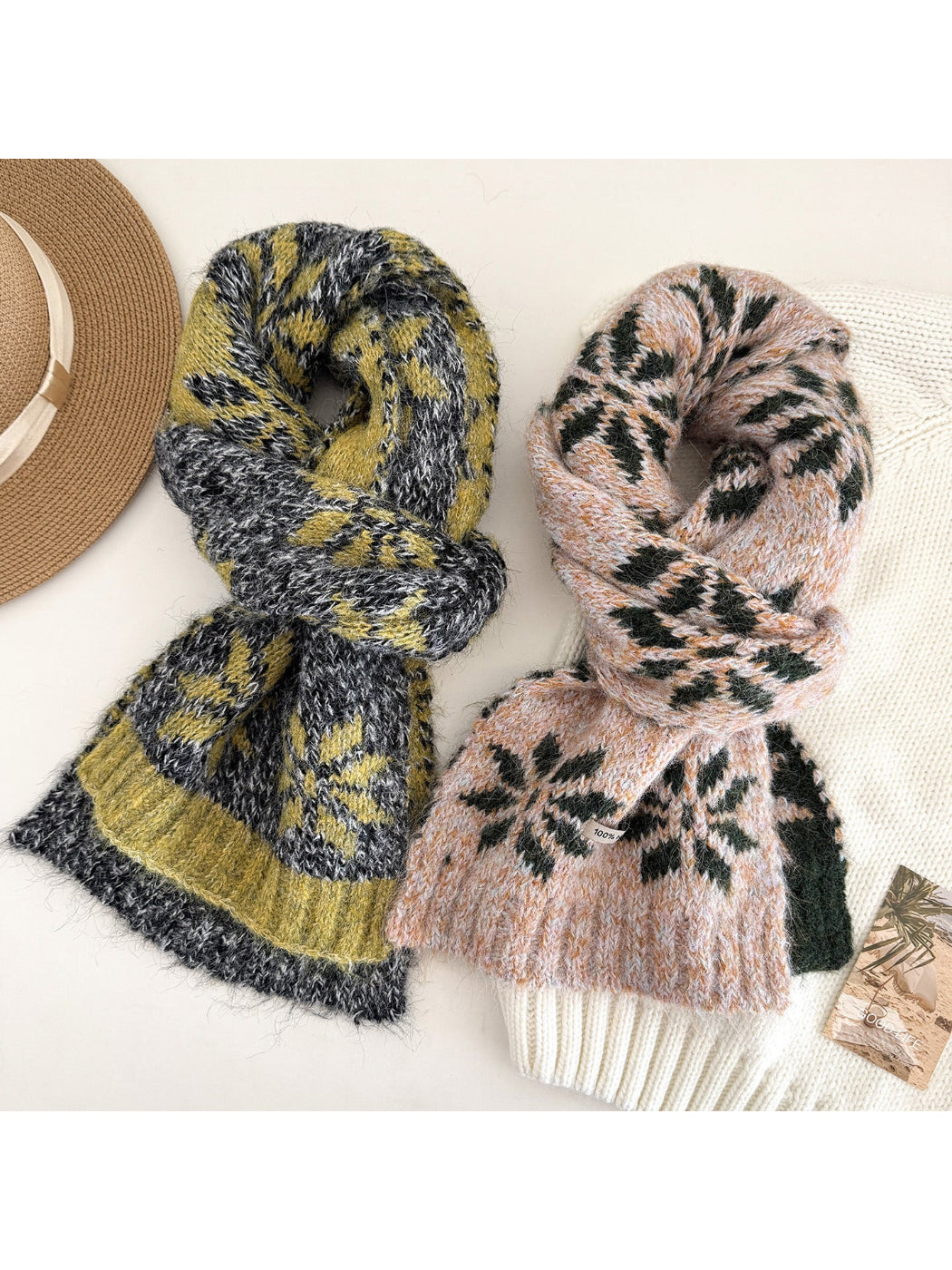 Scarvii - Nordic Snowflake Knit Scarf