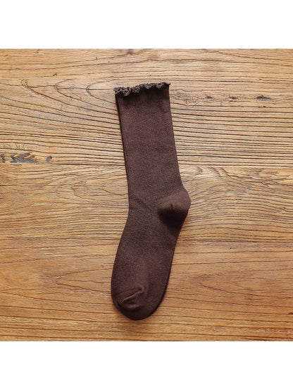 Rufia - Solid Color Mid-Calf Socks for Women