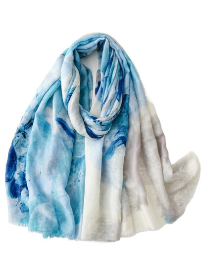 Scarvii - Gradient Style Scarf with Iris Print