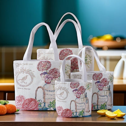 Cosbai - Flower-in-a-Bottle Embroidered Canvas Bag
