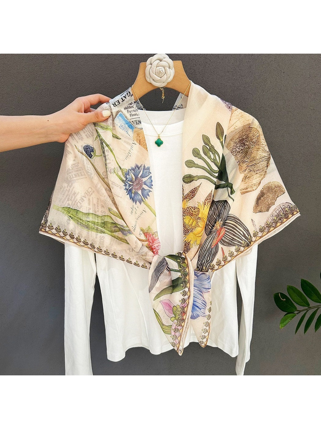 Scarvii - Vintage Botanical Collage Print Square Scarf
