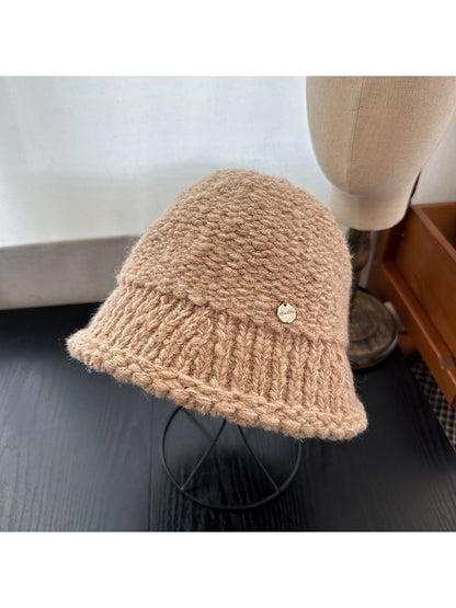 Haila - Solid Color Foldable Round Crown Bucket Hat