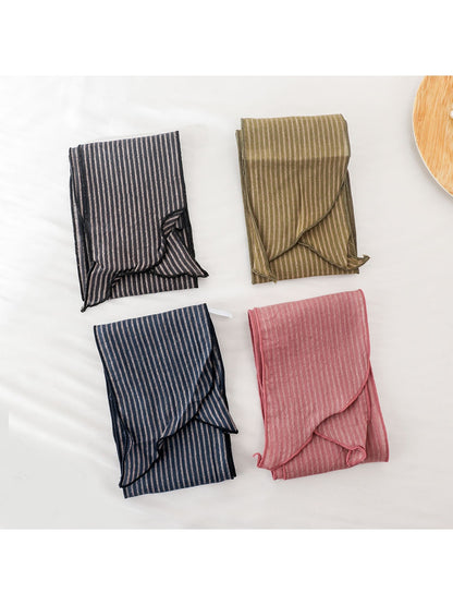Scarvii - Striped Printed Narrow Neck Scarf