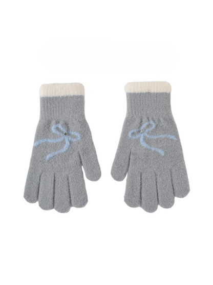 Gloving - Bow Pattern Soft Knit Gloves