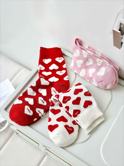 Rufia - Graphic Heart Pattern Crew Socks
