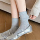 Rufia - Solid Colour Ribbed Crew Socks
