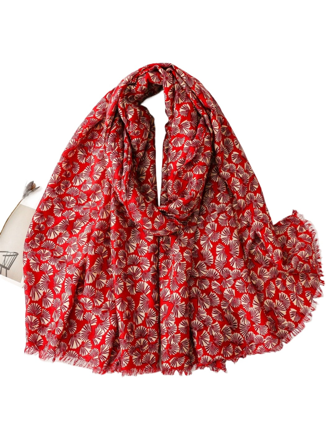 Scarvii - Lightweight Allover Leaf Print Scarf