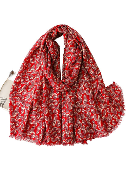 Scarvii - Lightweight Allover Leaf Print Scarf