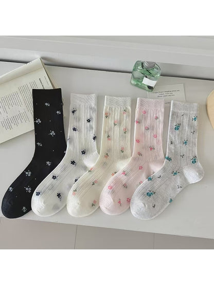 Rufia - Sweet Floral Printed Casual Women's Crew Socks