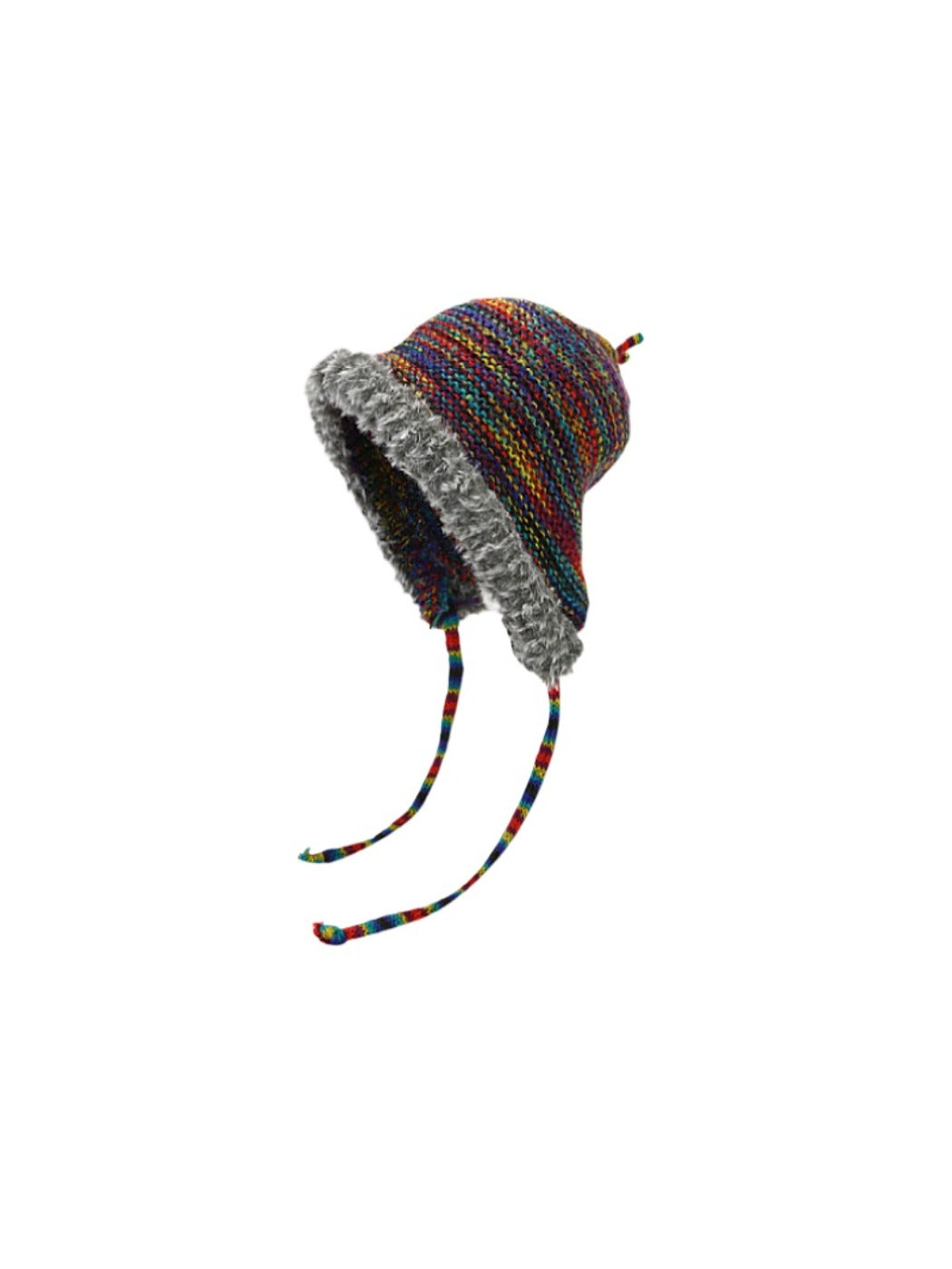 Haila – Colorful Striped Knitted Beanie with Pom & Earflap
