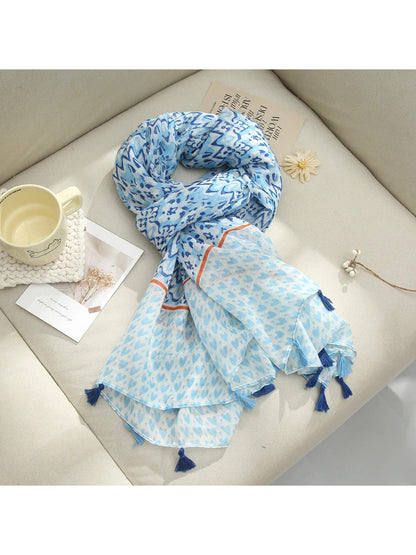 Scarvii - Floral Geometric Heart Border Scarf