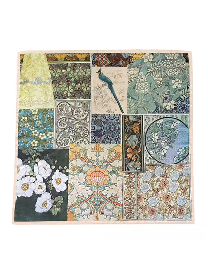 Scarvii - Vintage Floral Panel Collage Square Scarf