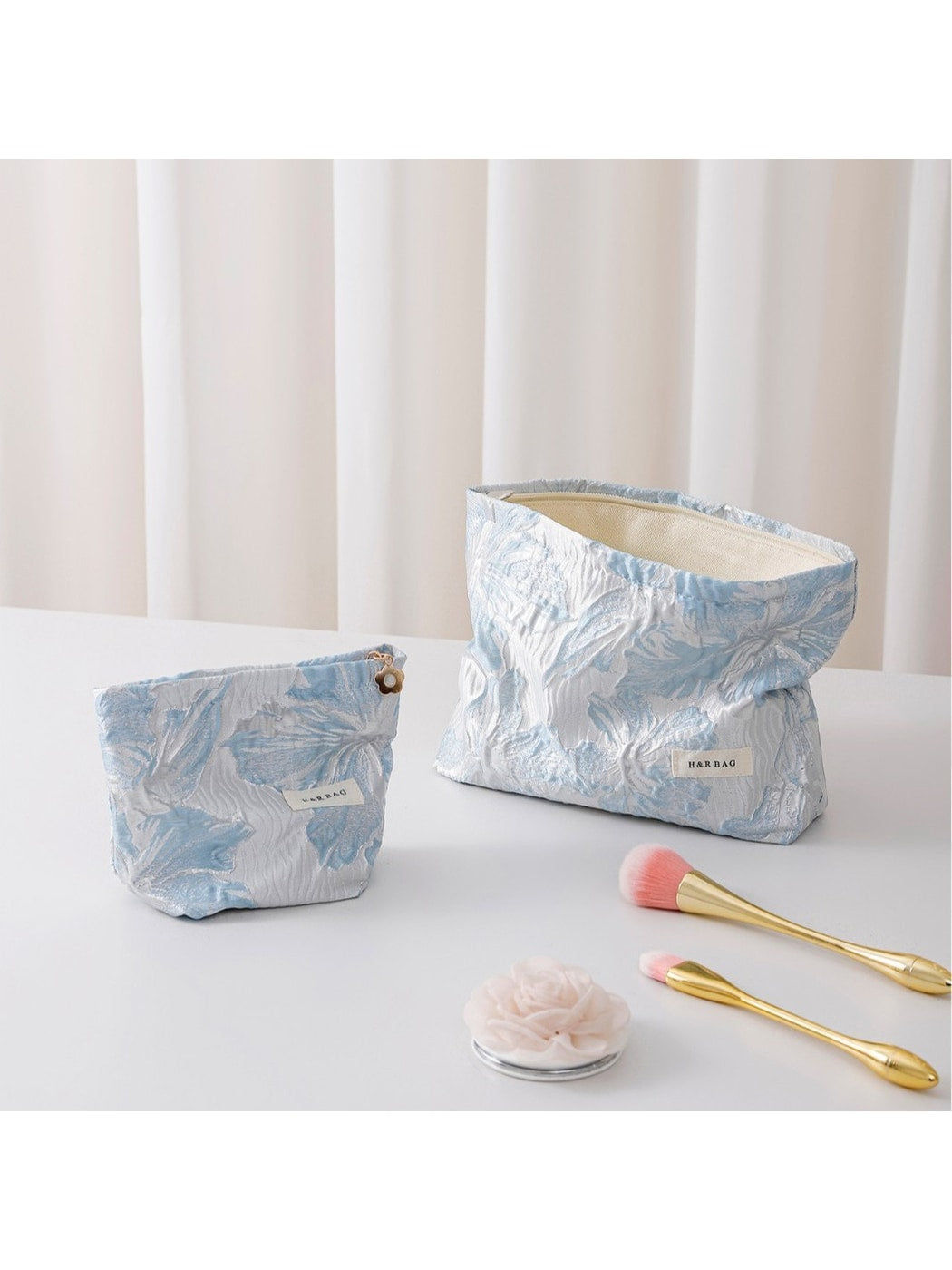 Cosbai - Floral Makeup Bag with Embossed Flower Bag
