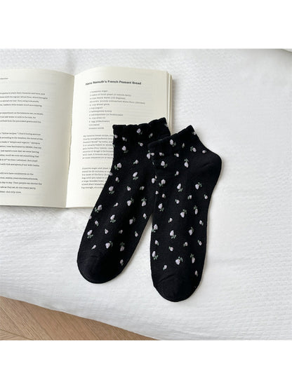 Rufia - Earthy Ditsy Floral Pattern Ankle Socks