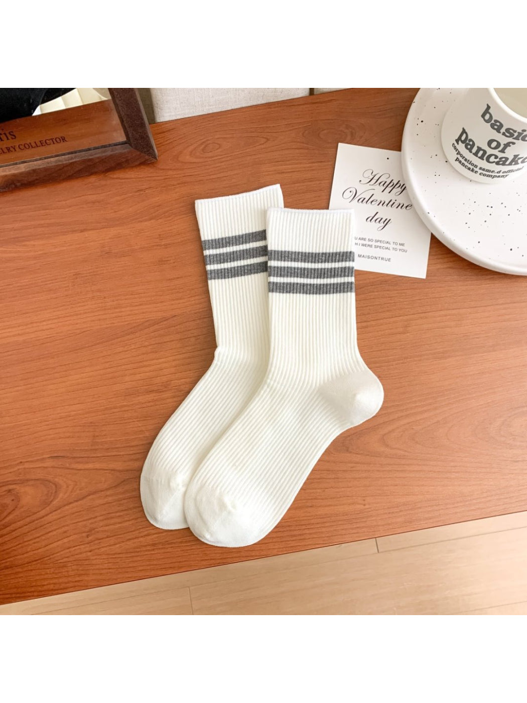 Rufia - Clean Stripe Ribbed Crew Socks