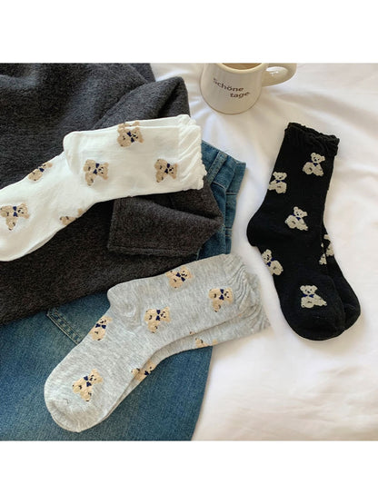Rufia - Sweet Bear Pattern Everyday Crew Socks