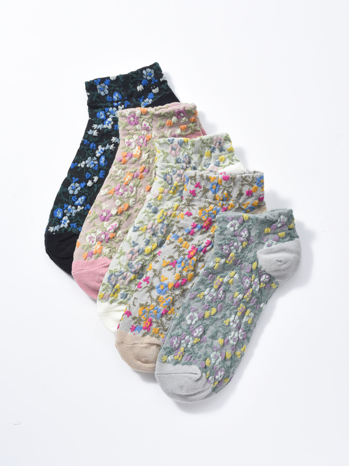 Rufia - 3D Vintage Floral Ankle Socks