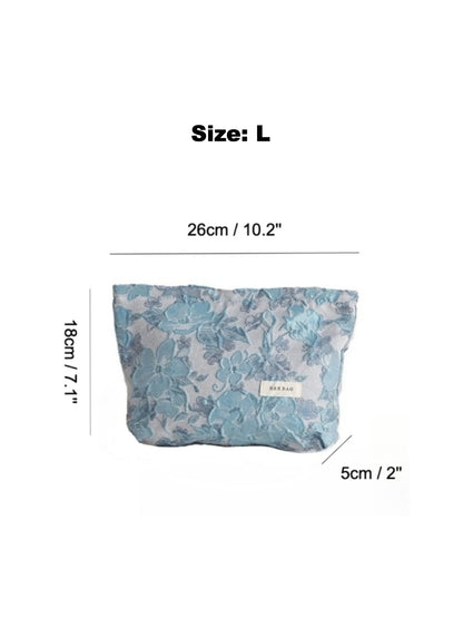 Cosbai floral cosmetic bag with detailed floral print and soft fabric texture
