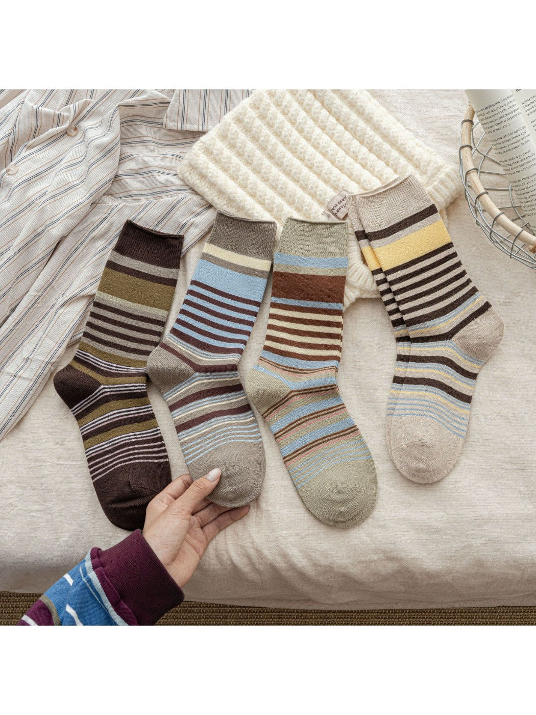 Rufia – Vintage Striped Mid-Calf Socks