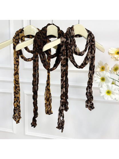 Scarvii - Crinkled Leopard Pattern Fashion Long Scarf