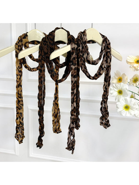 Scarvii - Crinkled Leopard Pattern Fashion Long Scarf