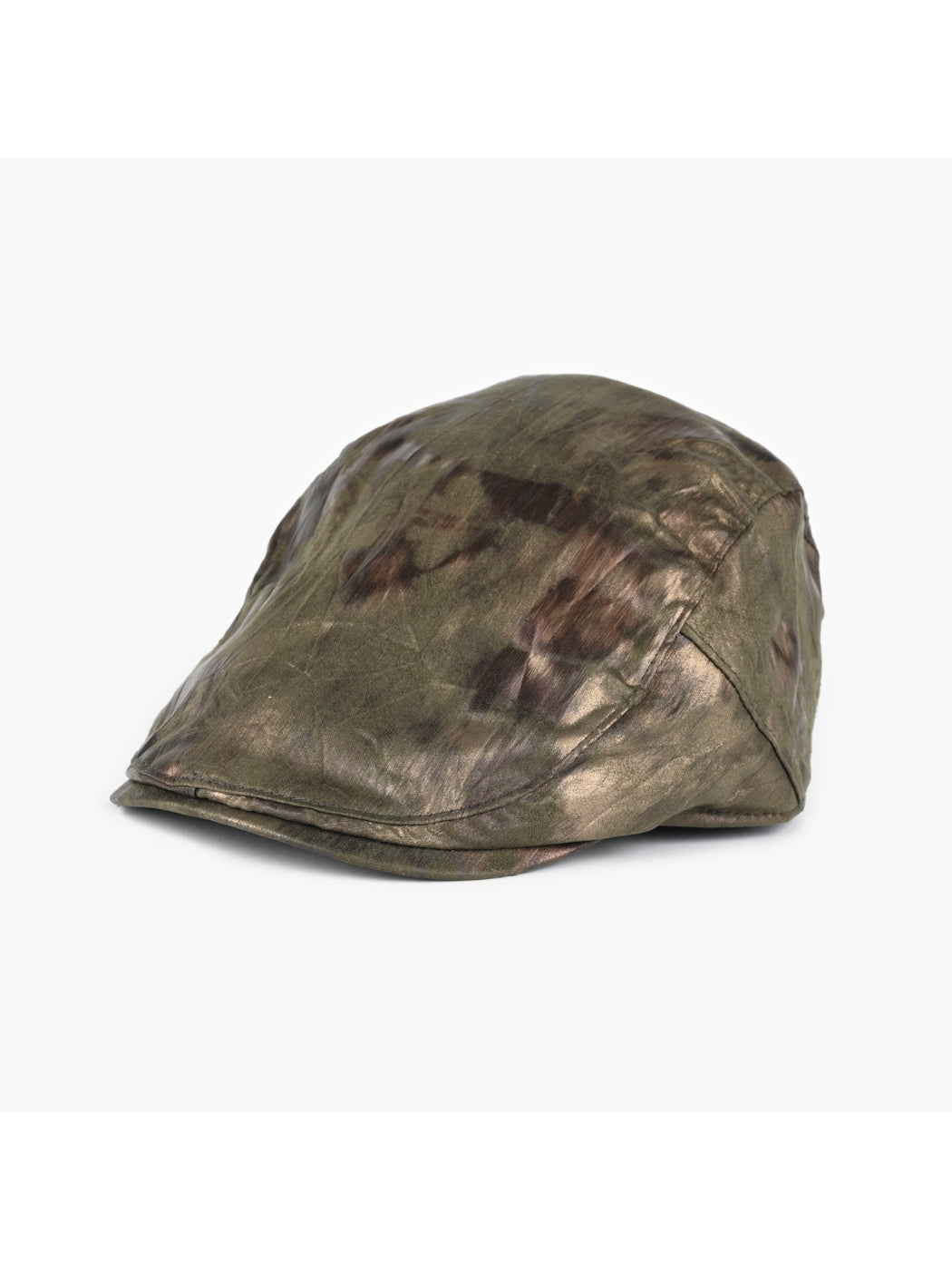 Close-up of Haila vintage flat cap with gold foil detailing