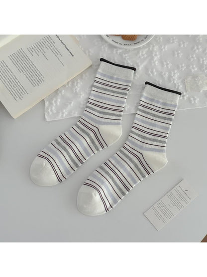 Rufia - Playful Dog Embroidery Ribbed Crew Socks