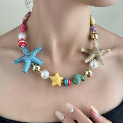Bauai Dopamine Ocean Starfish Bead Colorful Necklace alternate product view